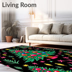Whimsical Emerald Christmas Tree Garland Rug