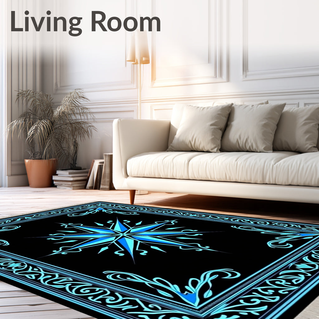 Aqua Compass Star Burst Rug