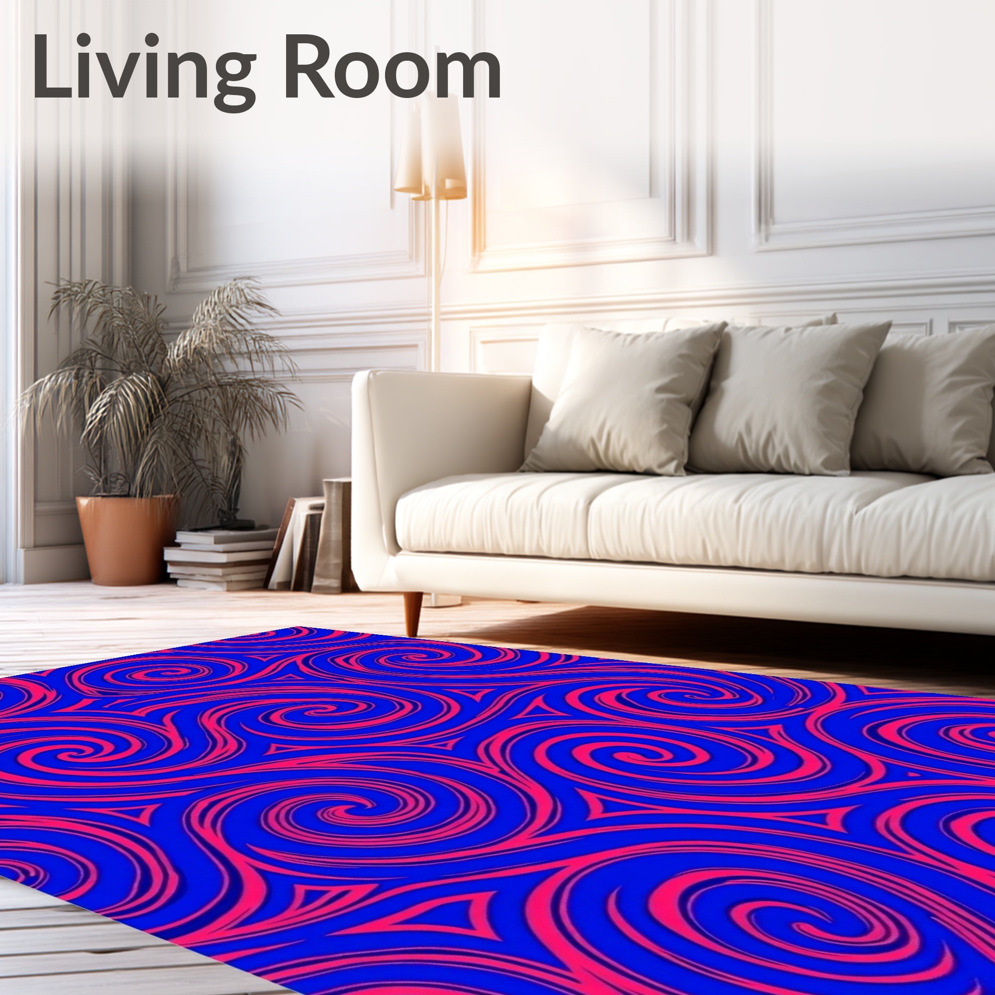 Bold Blue Pink Swirls Vortex Rug