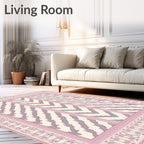 Blush Pink Gray Chevron Medallion Frame Rug