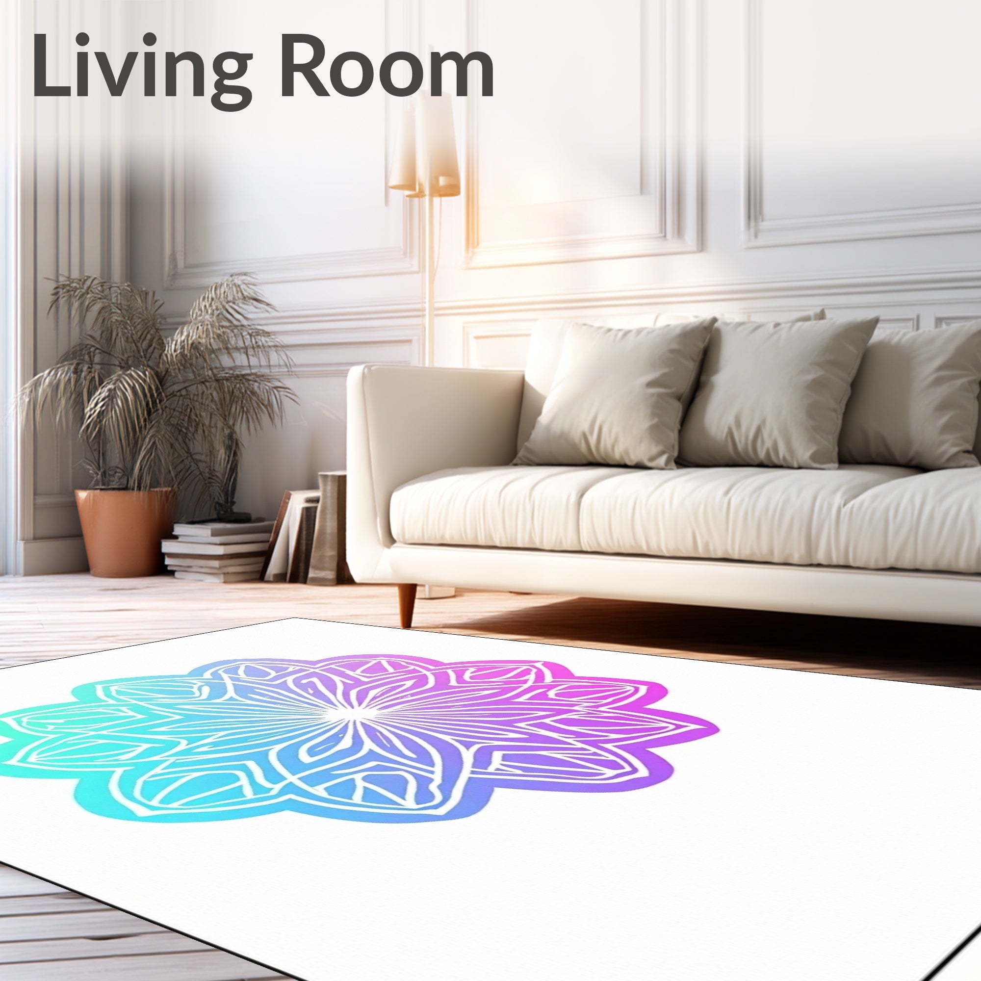 Ombre Teal Purple Mandala Bloom Rug