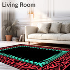 Coral Aqua Organic Border Square Rug