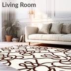 Dark Brown Organic Swirl Damask Rug