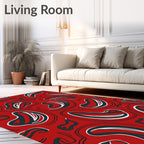 Red Abstract Swirls and Strokes Rug