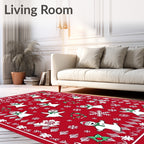 Charming Red Snowman Snowflake Fabric Rug