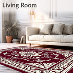 Rich Crimson Floral Medallion Rug