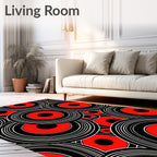 Retro Red Concentric Circles Rug