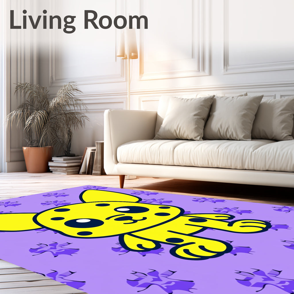 Yellow Spotted Creature Purple Background Rug