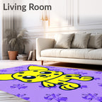 Yellow Spotted Creature Purple Background Rug