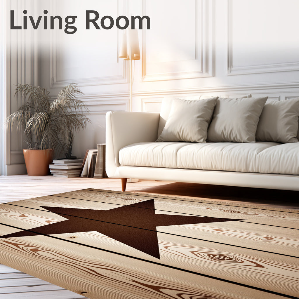Rustic Brown Star Wood Grain Rug