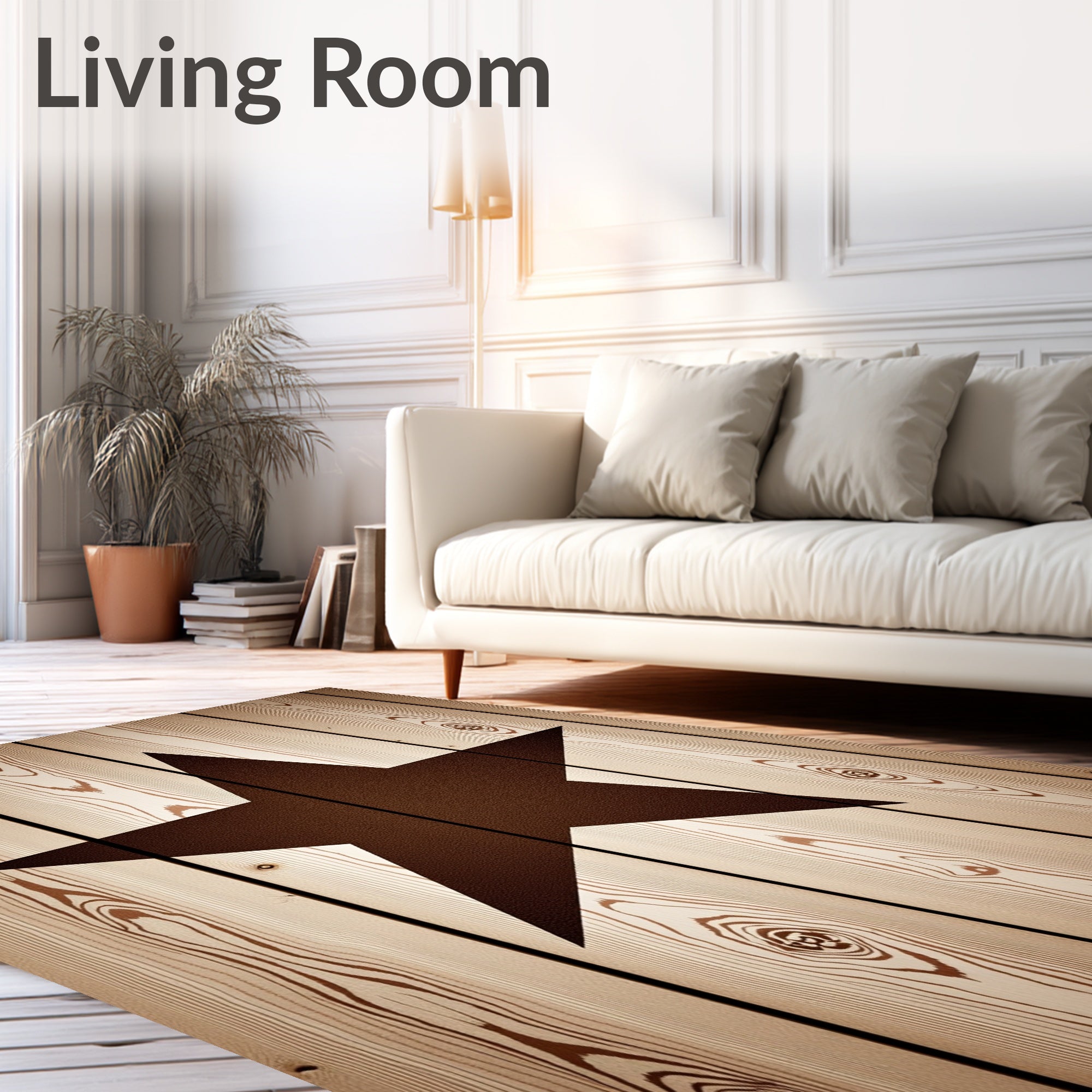 Rustic Brown Star Wood Grain Rug