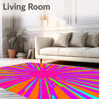 Vibrant Pink Sunburst Rays Rug