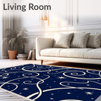 Navy Swirl Celestial Star Rug