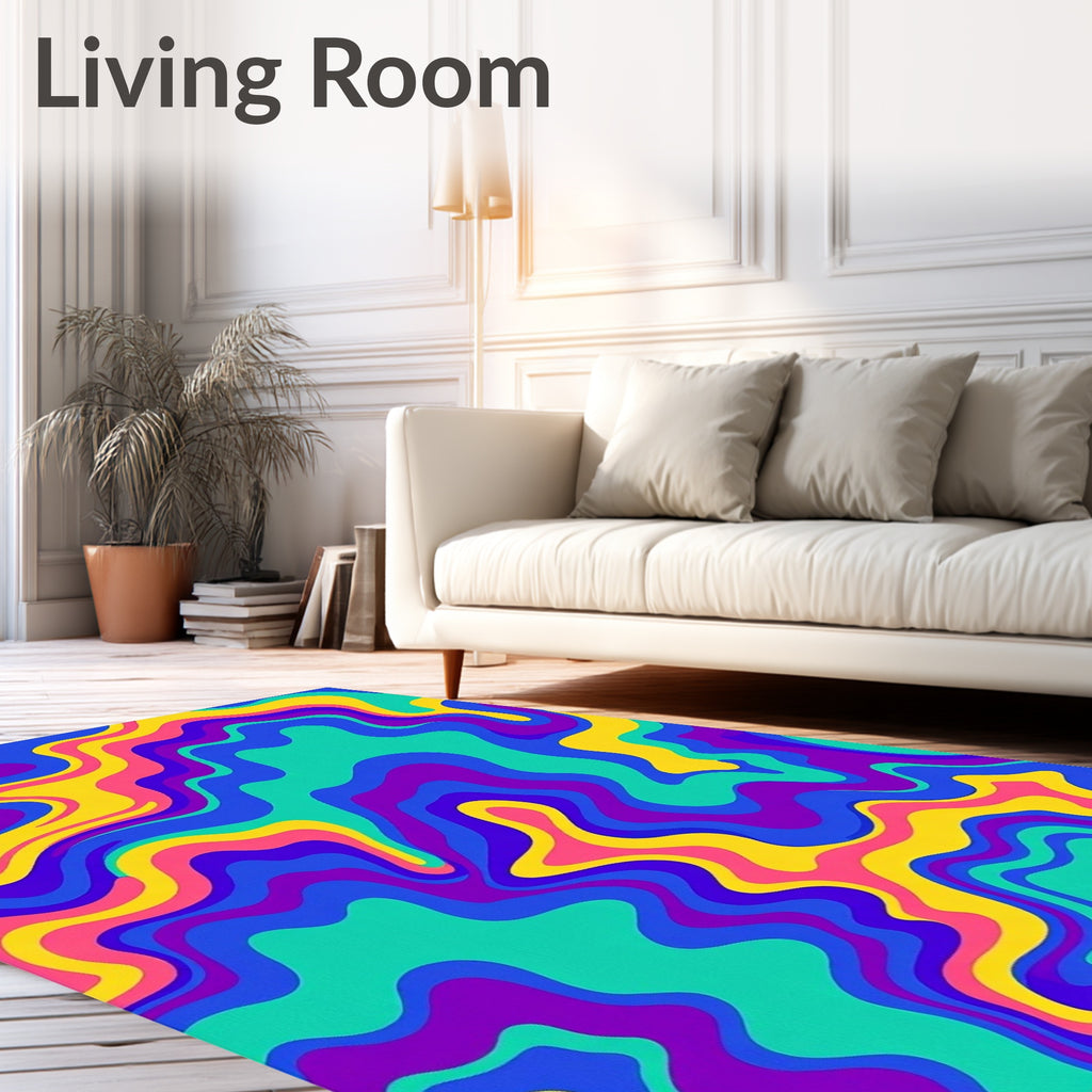 Vibrant Abstract Swirling Waves Rug