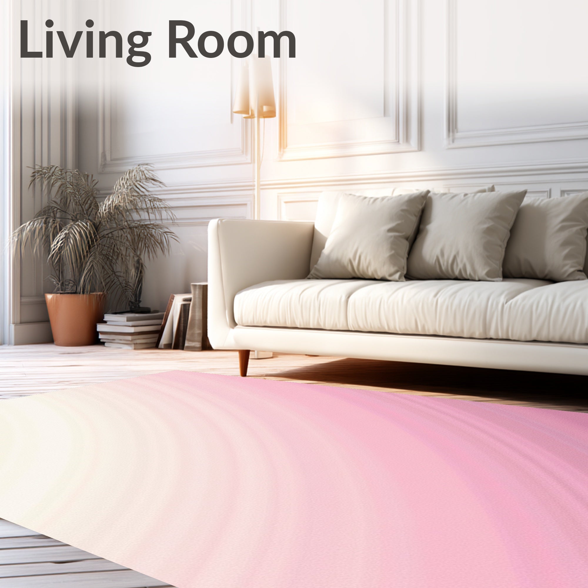 Soft Blush Pink Gradient Waves Rug