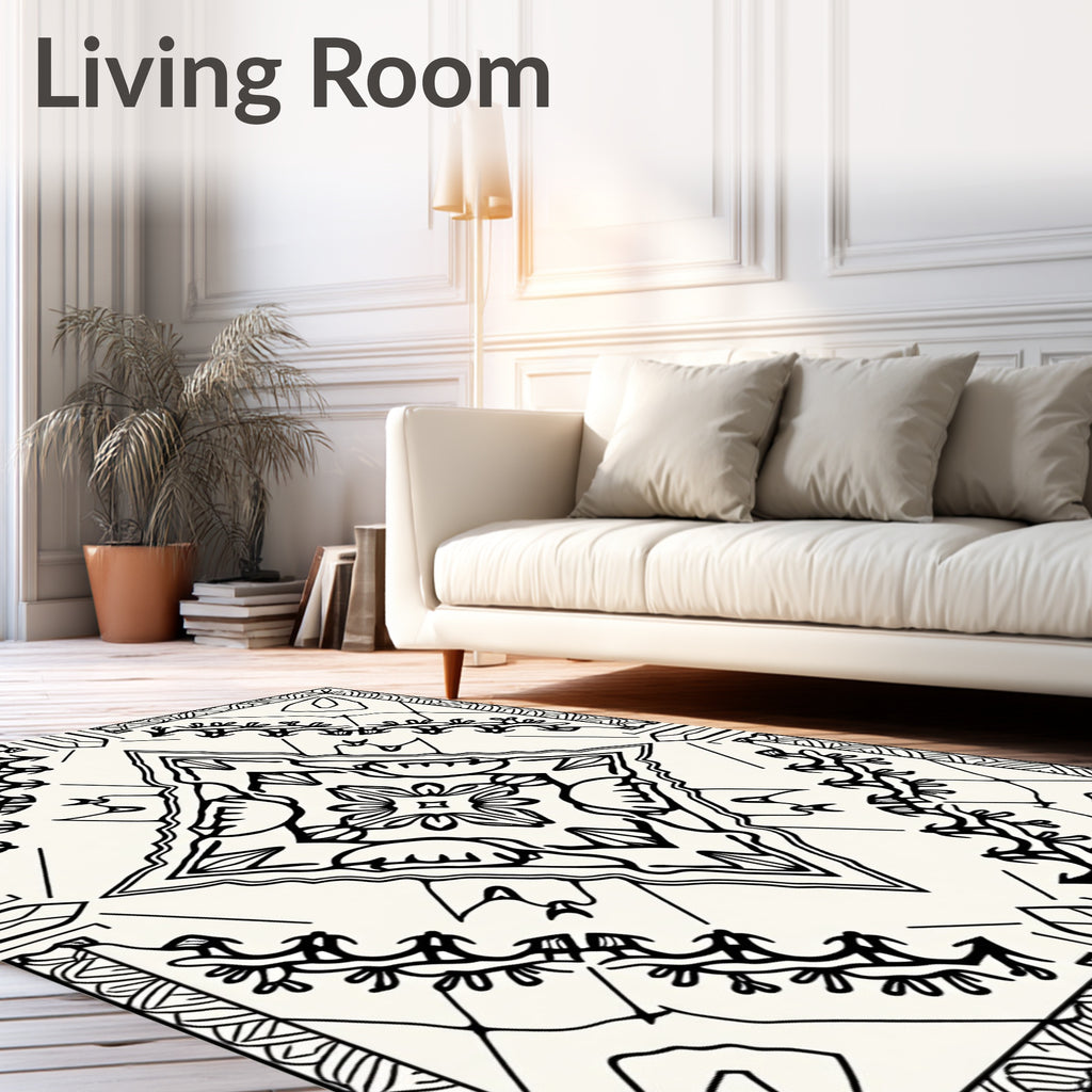 Monochromatic Organic Diamond Garden Rug
