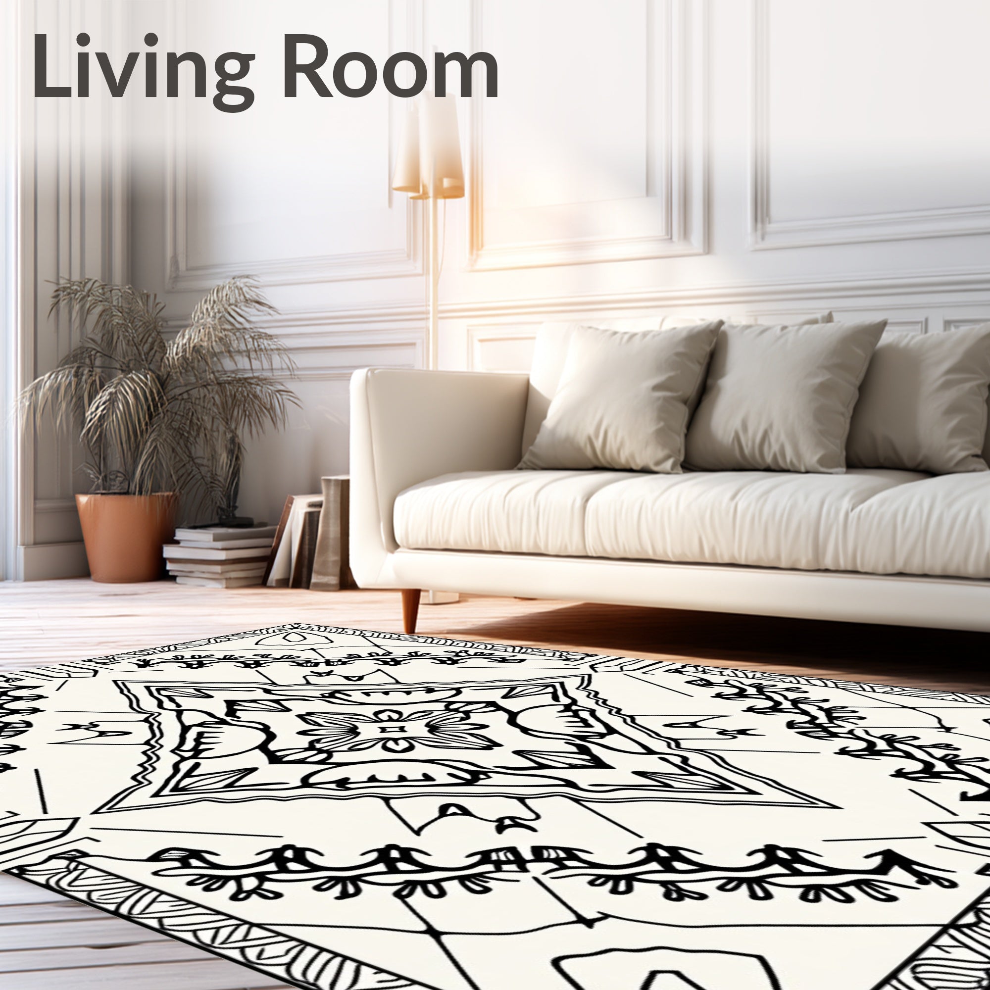 Monochromatic Organic Diamond Garden Rug