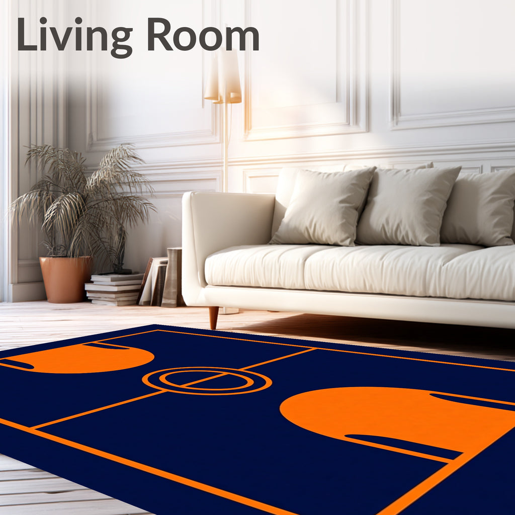Modern Orange Geometric Court Rug