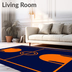 Modern Orange Geometric Court Rug