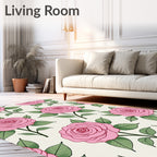 Pink Roses Garden Foliage Rug