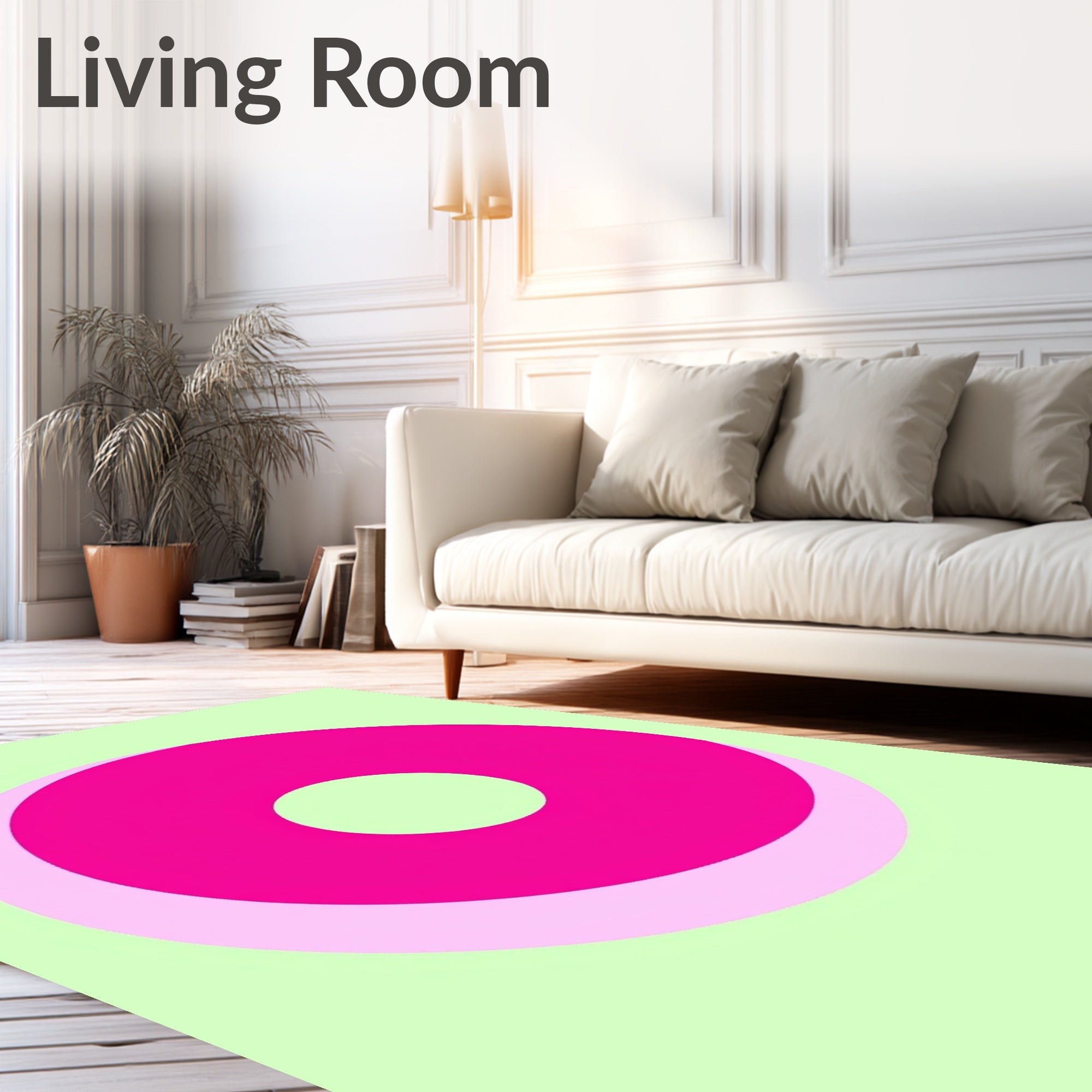 Vivid Pink Double Circle Overlay Rug