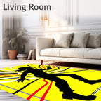 Vibrant Yellow Abstract Runner Silhouette Rug