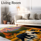 Golden Mountain Bears Wilderness Scene Rug