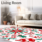 Red And Green Starburst Mandala Rug