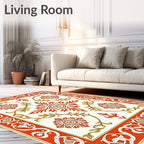 Crimson and Gold Floral Medallion Rug