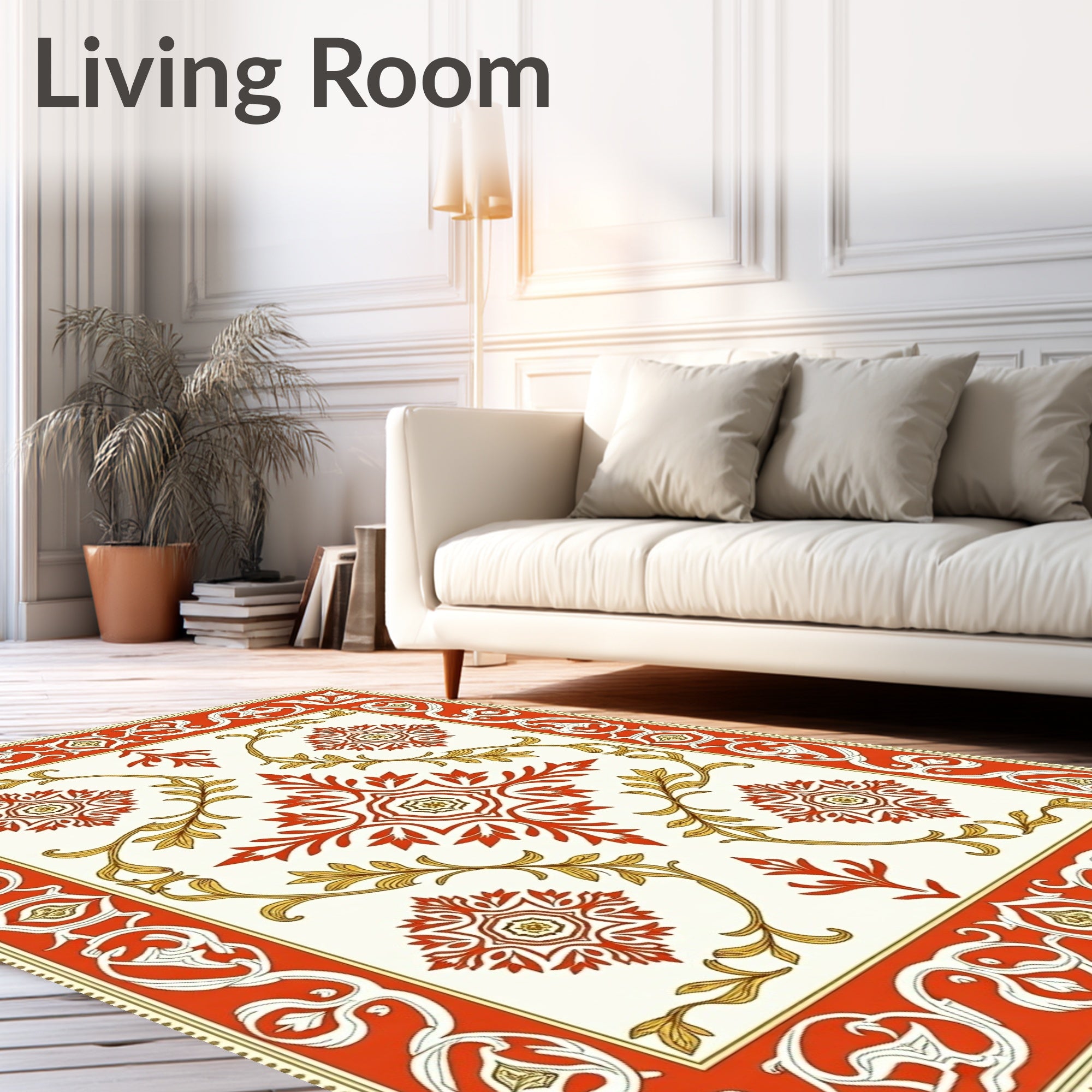 Crimson and Gold Floral Medallion Rug