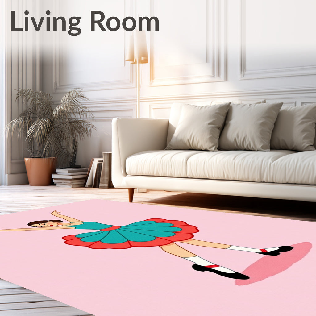 Joyful Ballerina Skirt Pink Pose Rug