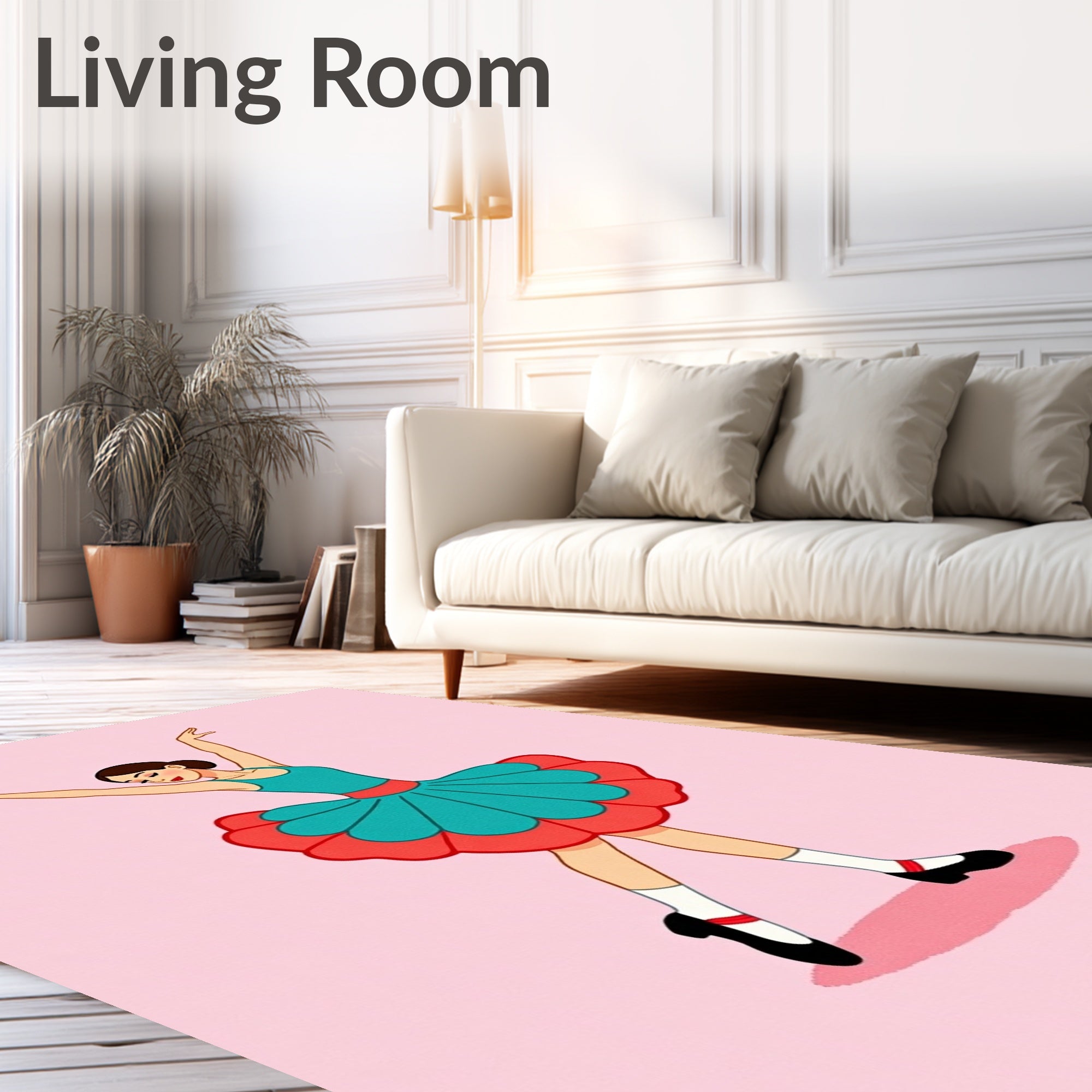 Joyful Ballerina Skirt Pink Pose Rug