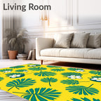 Vibrant Teal Tropical Leaf Plumeria Rug