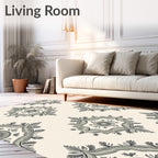 Elegant Gray Floral Medallion Tile Rug