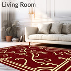 Deep Red Cream Symmetry Medallion Rug