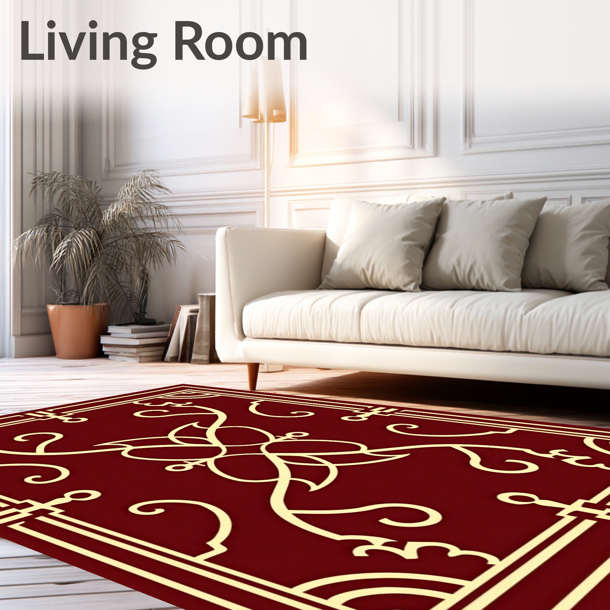 Deep Red Cream Symmetry Medallion Rug
