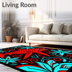 Red Shark Tropical Floral Swirl Rug