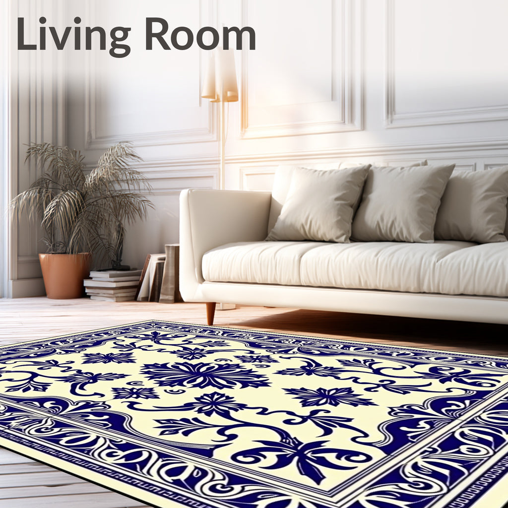 Classic Indigo Floral Medallion Rug