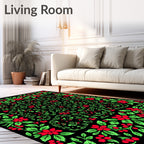 Black Floral Berry Garden Immersive Rug