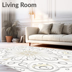 Gentle Ivory Gray Floral Scrollwork Rug