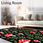Whimsical Red Mushroom Foliage Rug