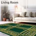 Emerald Gold Geometric Frame Rug