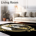Victorian Feline Portrait Golden Frame Rug