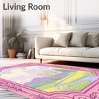 Pastel Pink Ornate Landscape Scene Rug