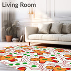 Whimsical Gingerbread Man Festive Dots Rug