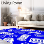 Blue and White Ticket Collage Rug