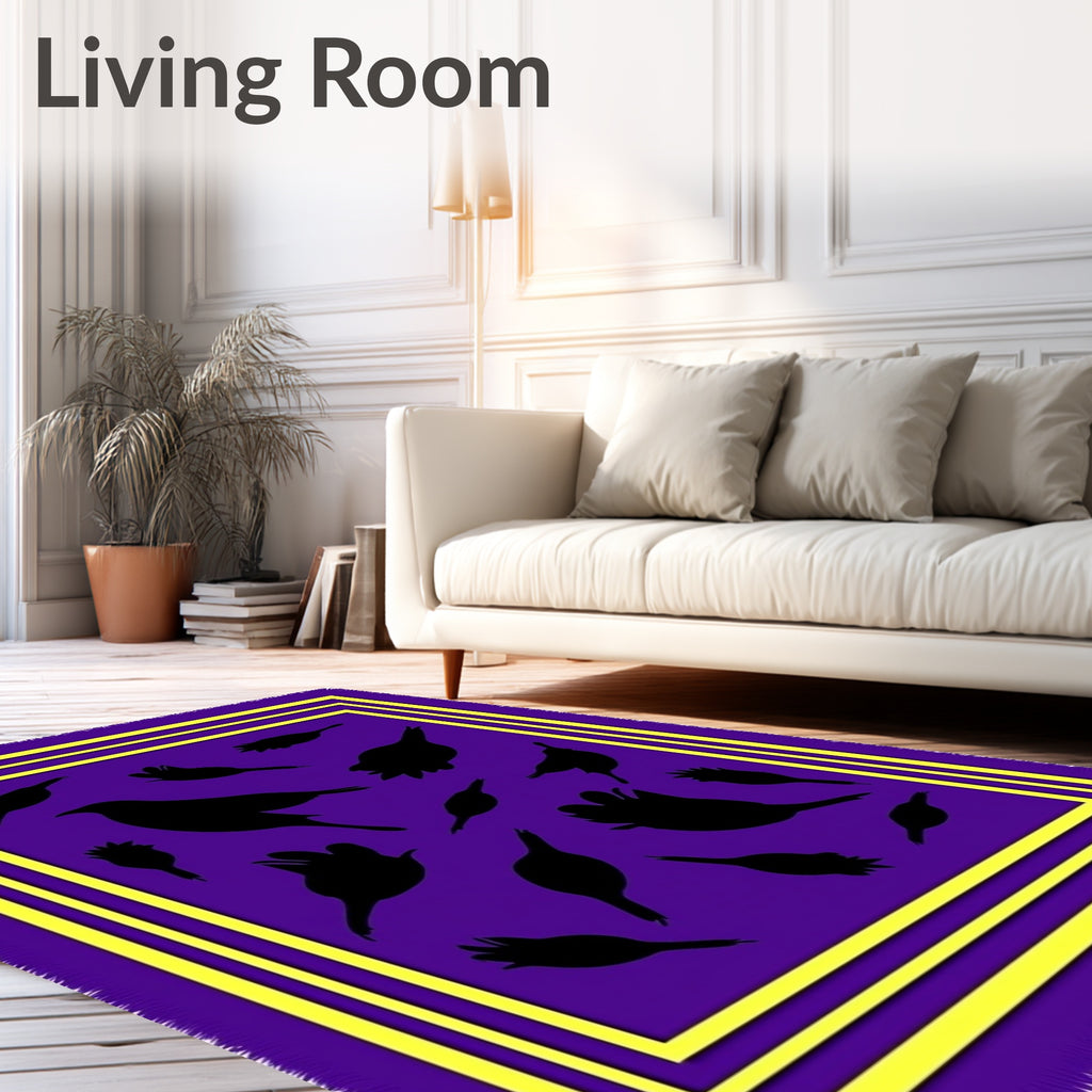 Bold Purple Bird Silhouette Scatter Rug