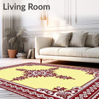 Maroon Floral Medallion Cream Rug