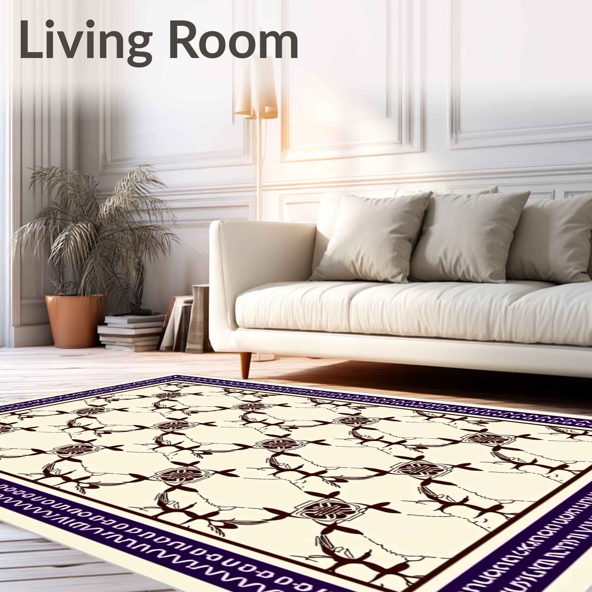 Ornate Brown Vine Lattice Rug
