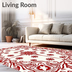 Crimson Floral Court Medallion Rug